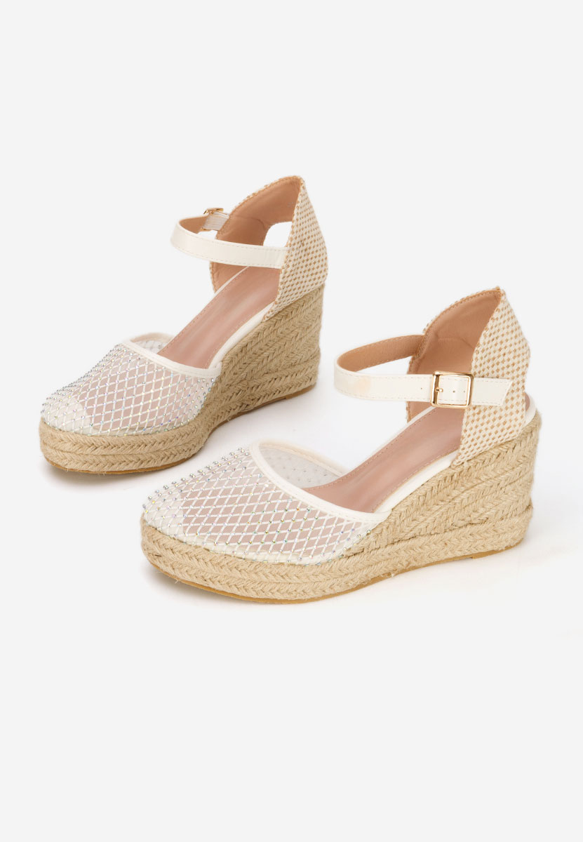 Białe espadryle na koturnie Racelia