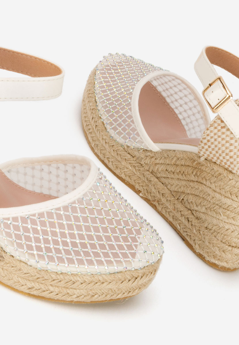 Białe espadryle na koturnie Racelia