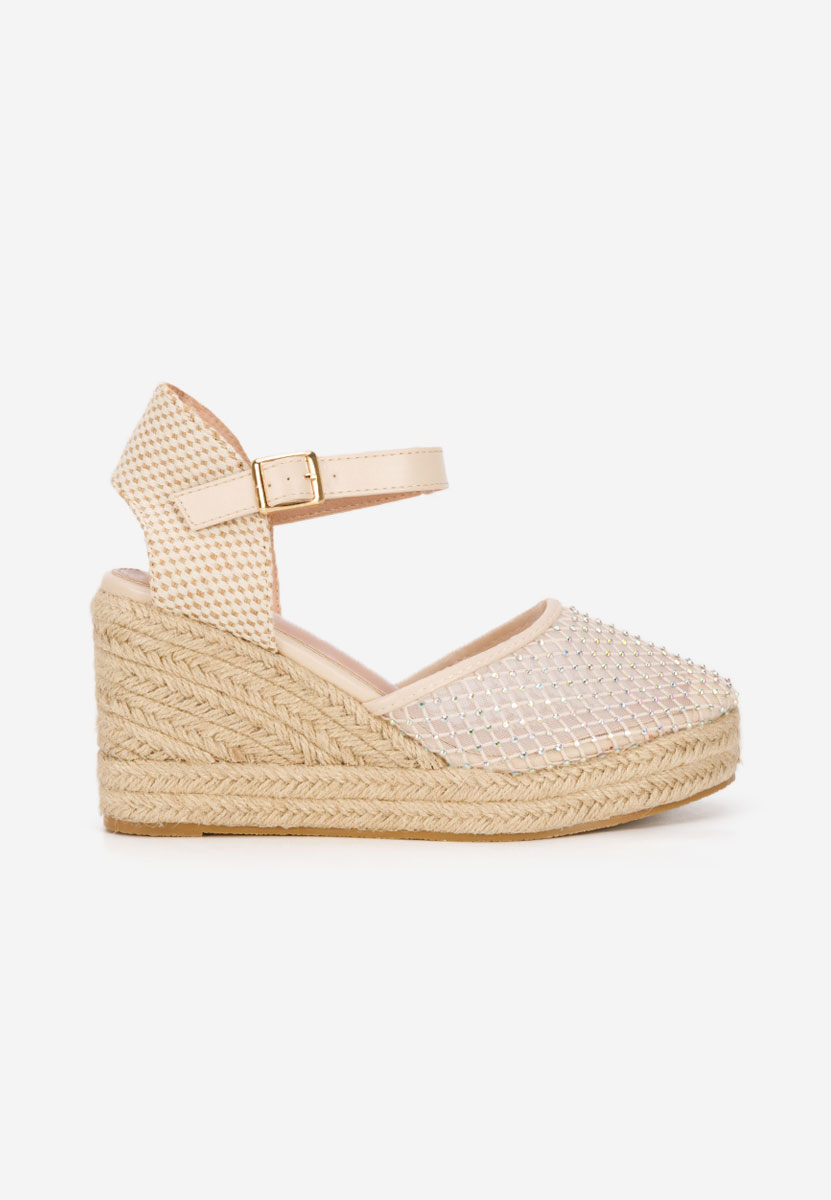Beżowe espadryle na koturnie Racelia