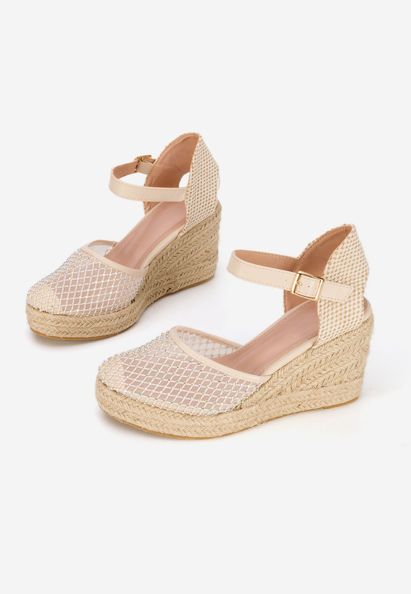Beżowe espadryle na koturnie Racelia