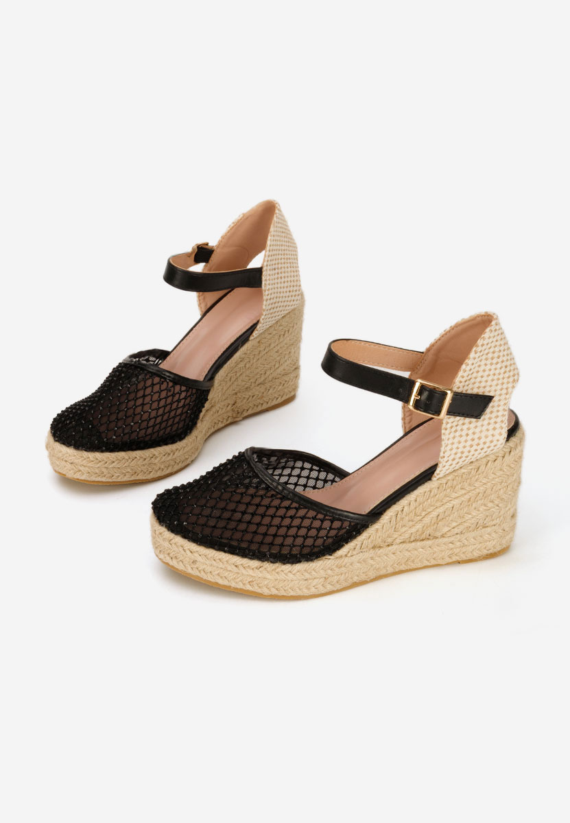 Czarne espadryle na koturnie Racelia