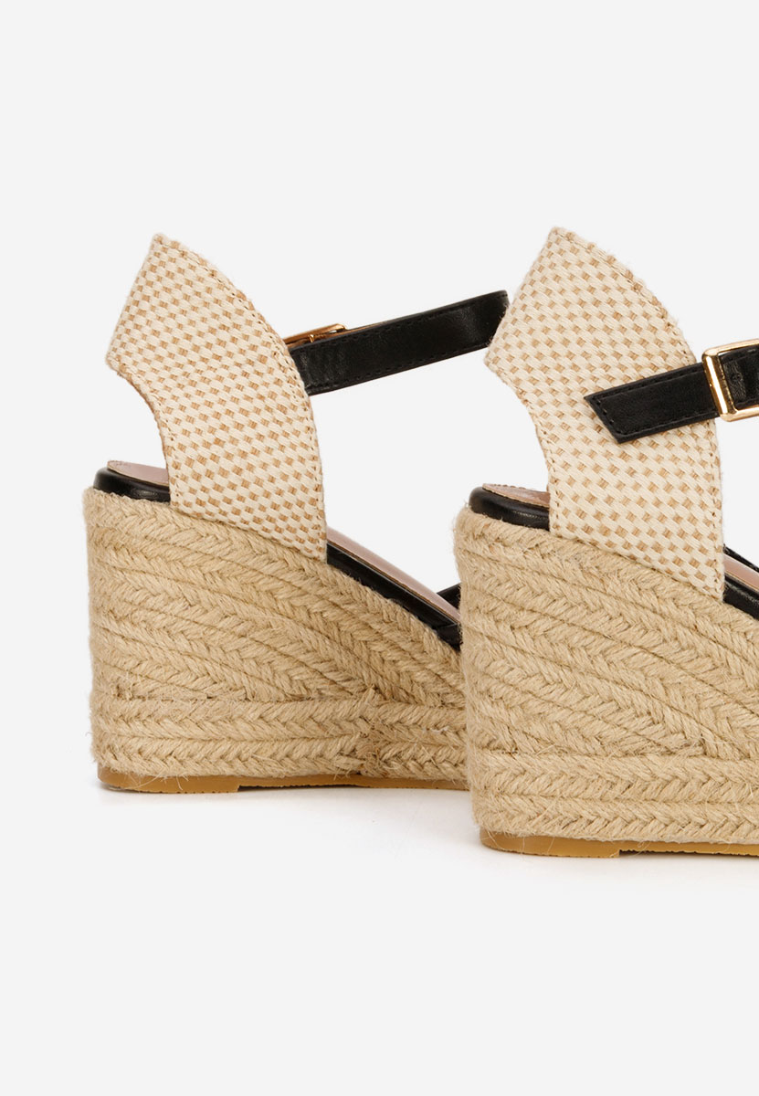 Czarne espadryle na koturnie Racelia