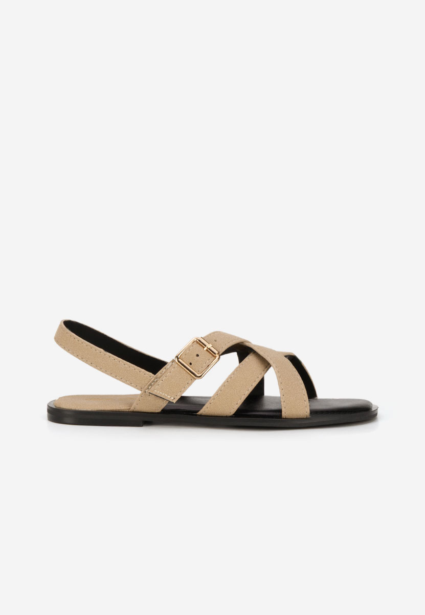 Khaki sandały płaski Anissea