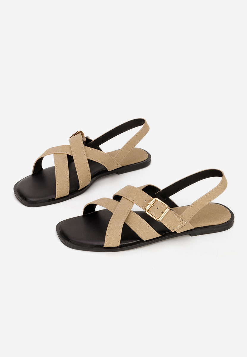 Khaki sandały płaski Anissea