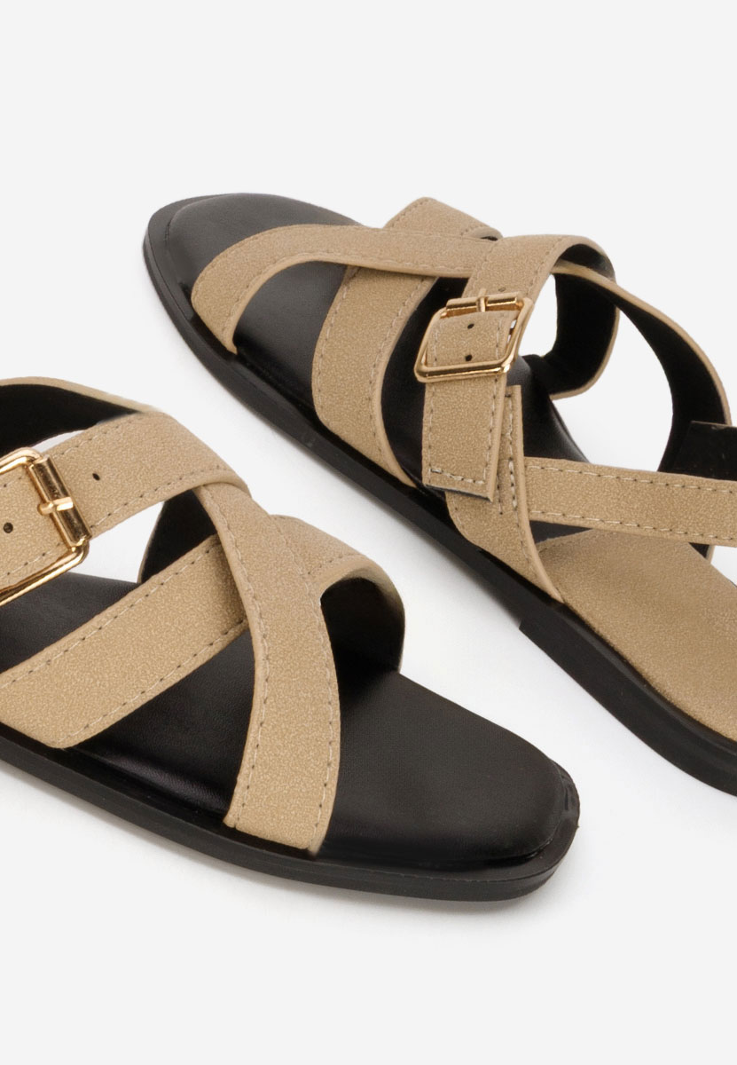 Khaki sandały płaski Anissea