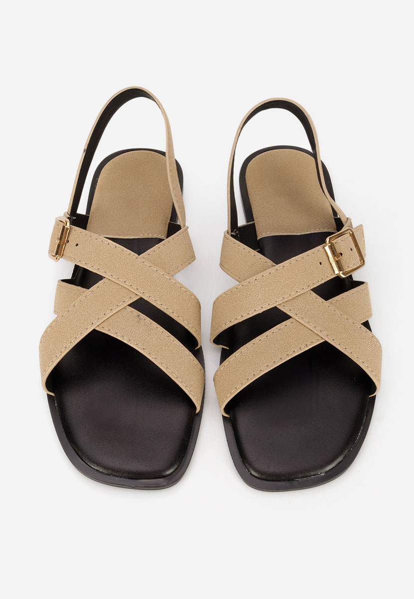 Khaki sandały płaski Anissea