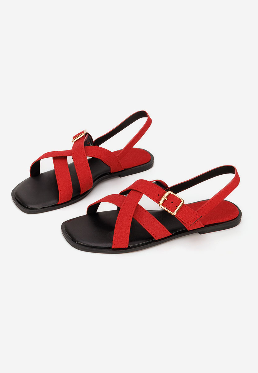 Czerwone sandały płaski Anissea