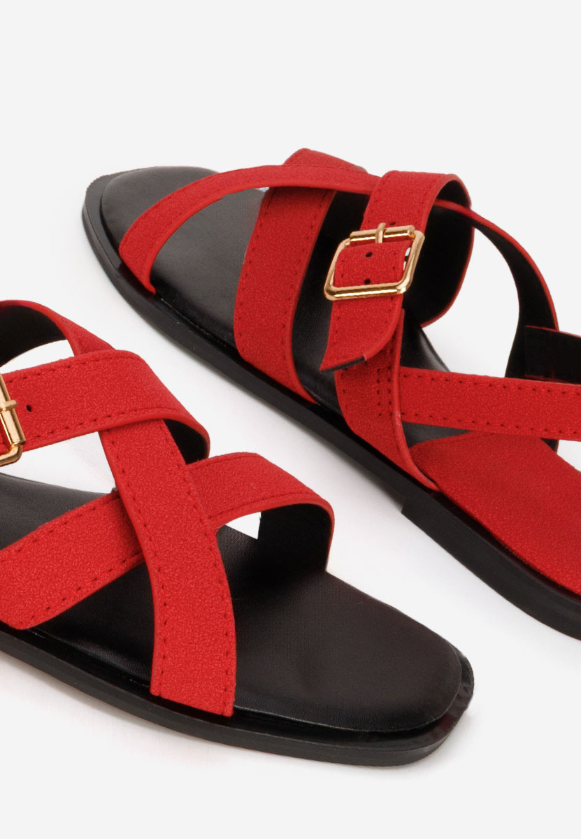 Czerwone sandały płaski Anissea