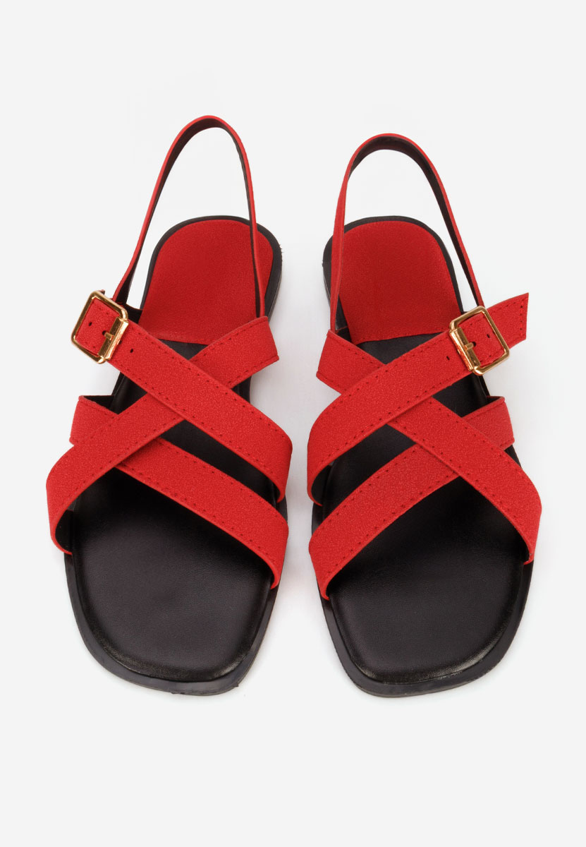 Czerwone sandały płaski Anissea