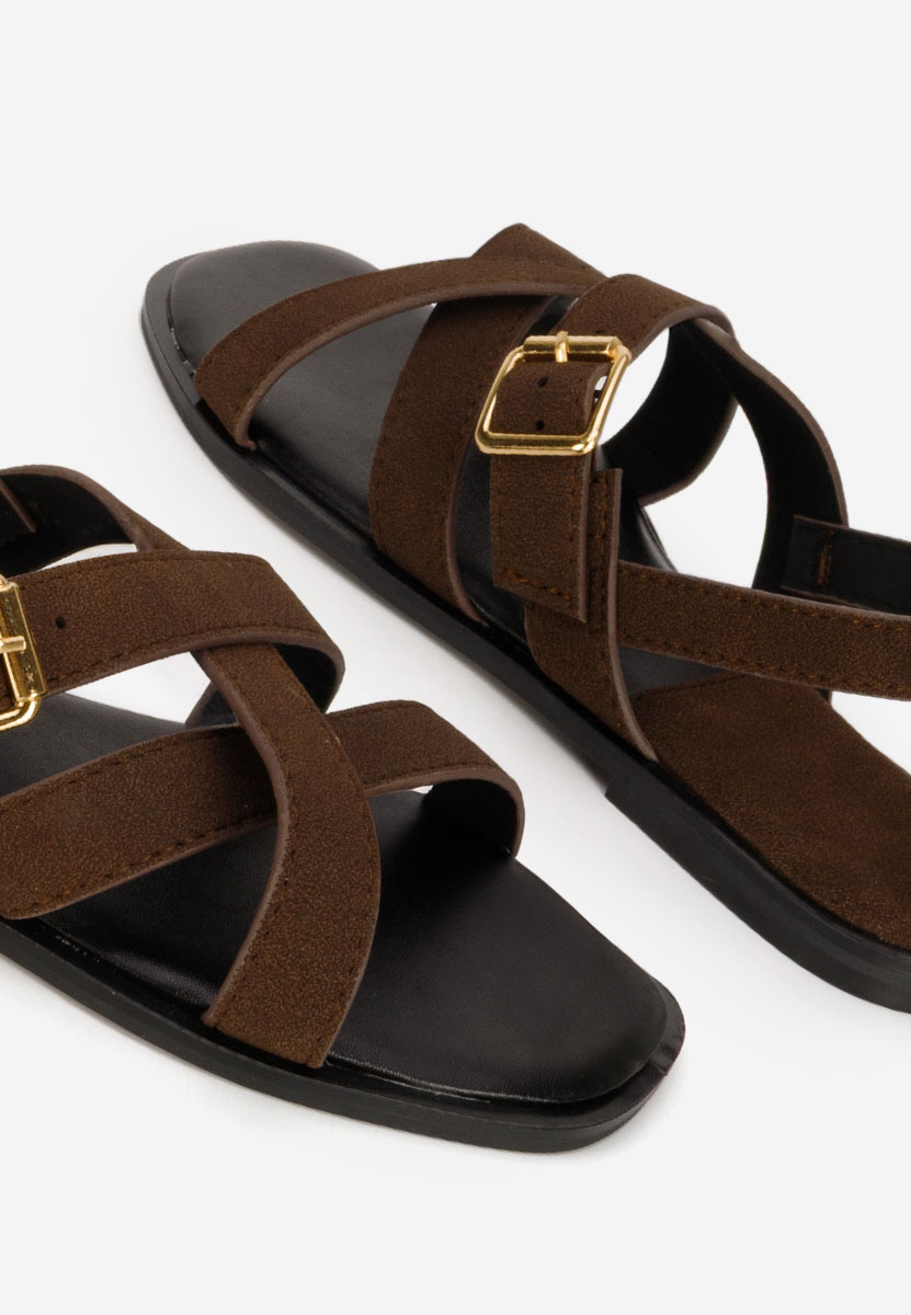 Brązowe sandały płaski Anissea