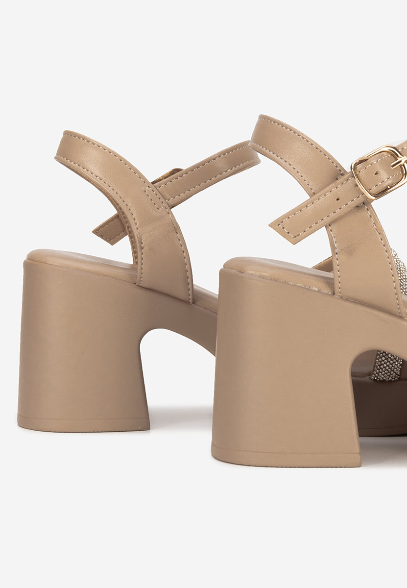 Khaki sandały na słupku Jadina