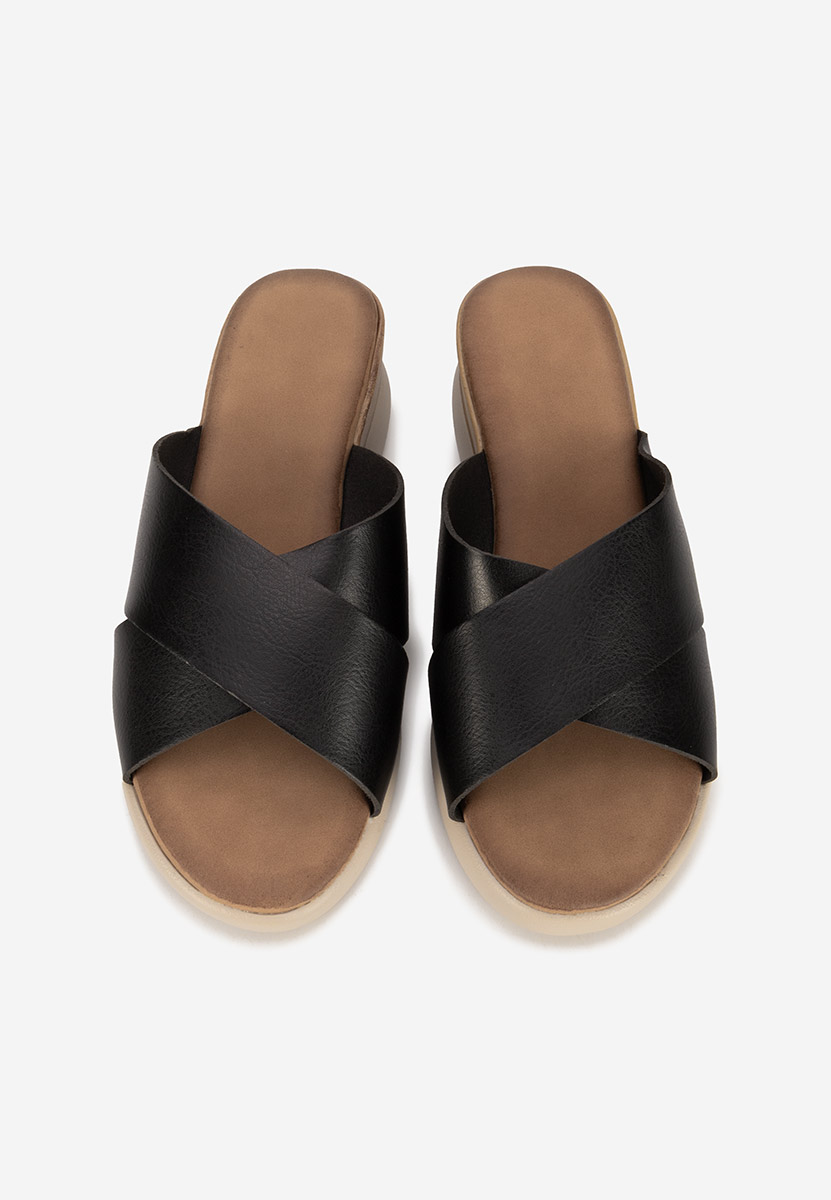 Czarne klapki na platformie Jadie