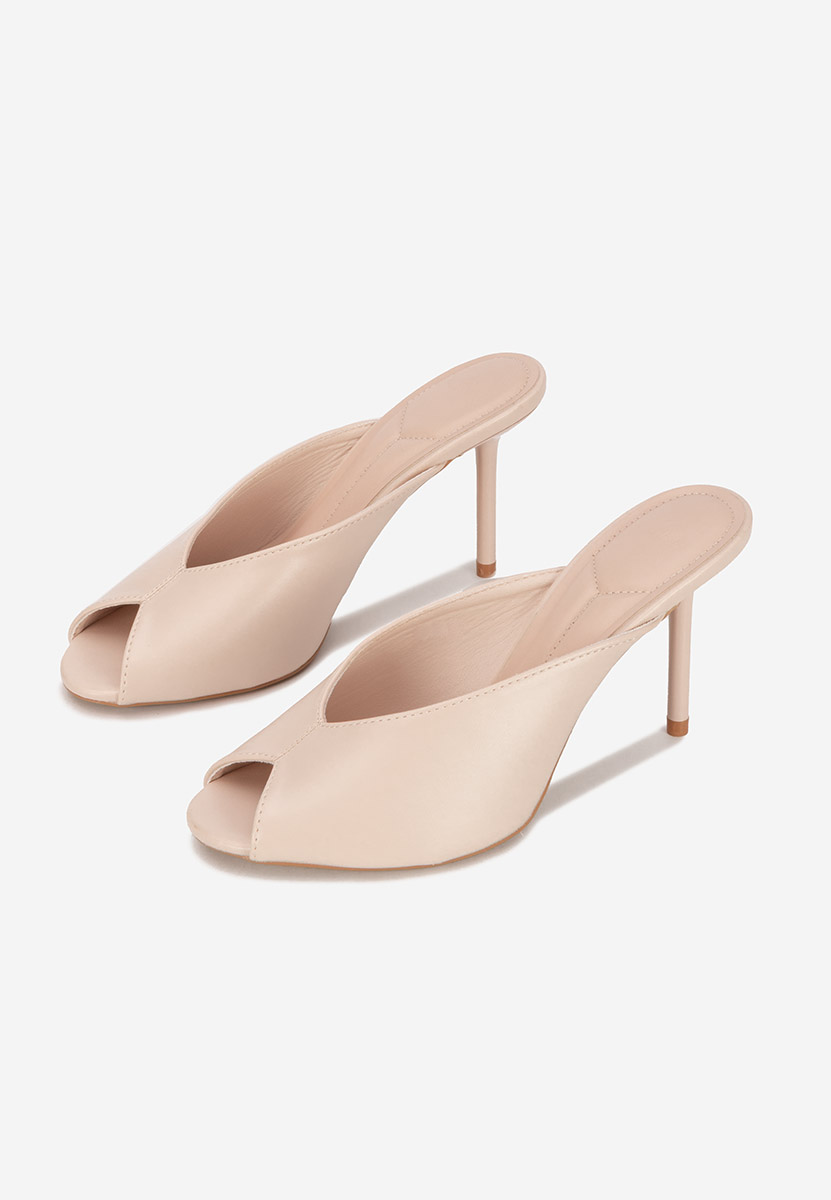 Beżowe klapki na obcasie Sidina