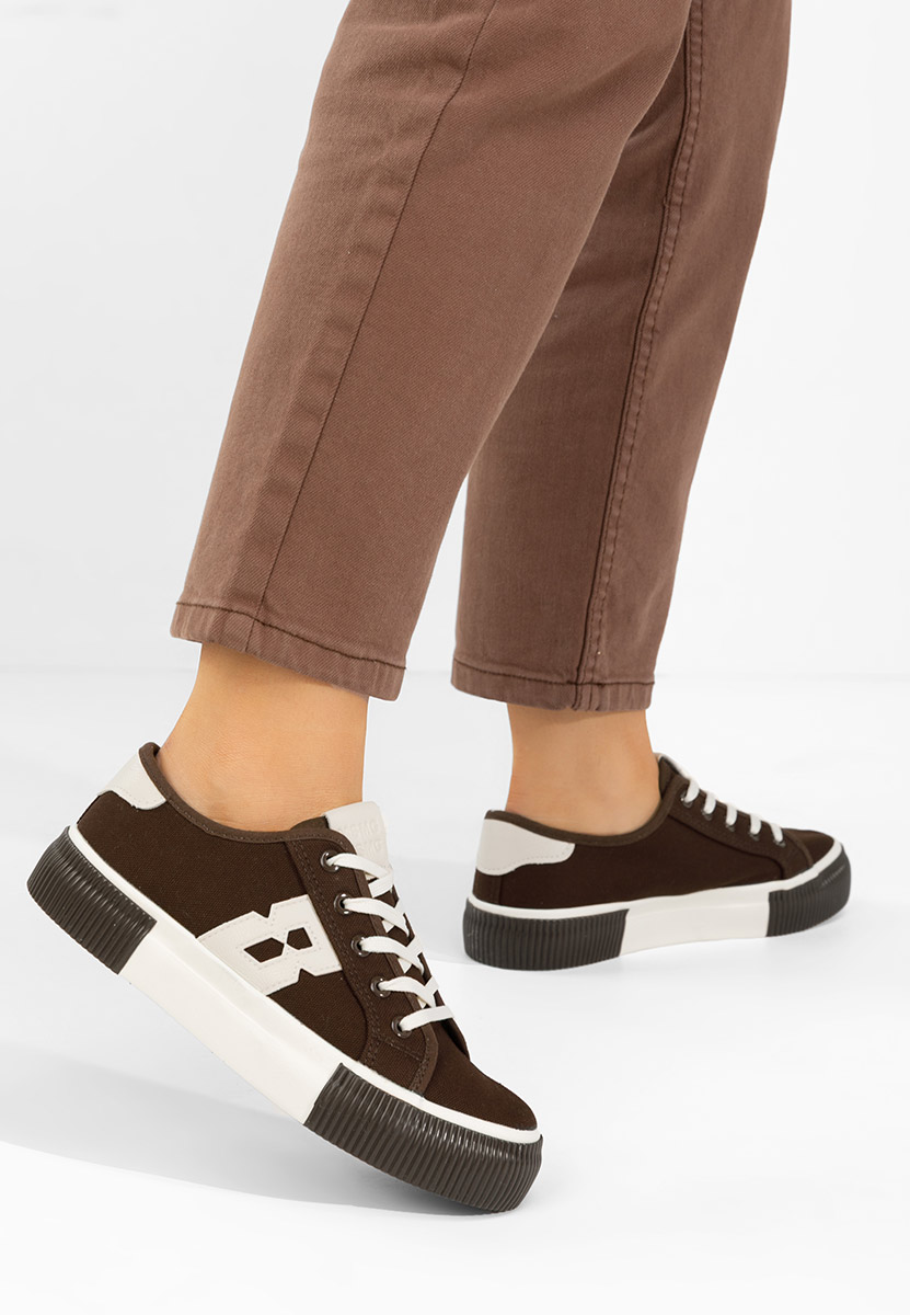 Brązowe sneakersy damskie Cleria