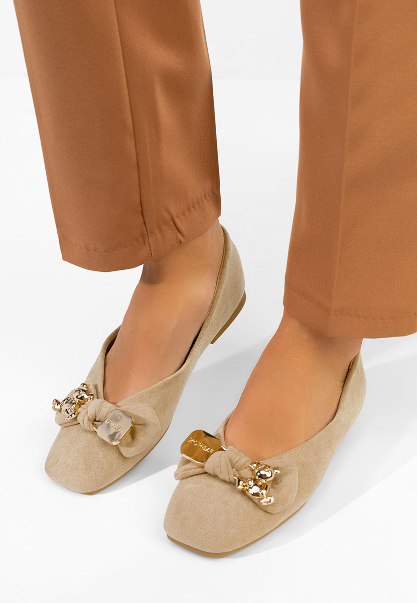 Khaki baleriny damskie Bethania