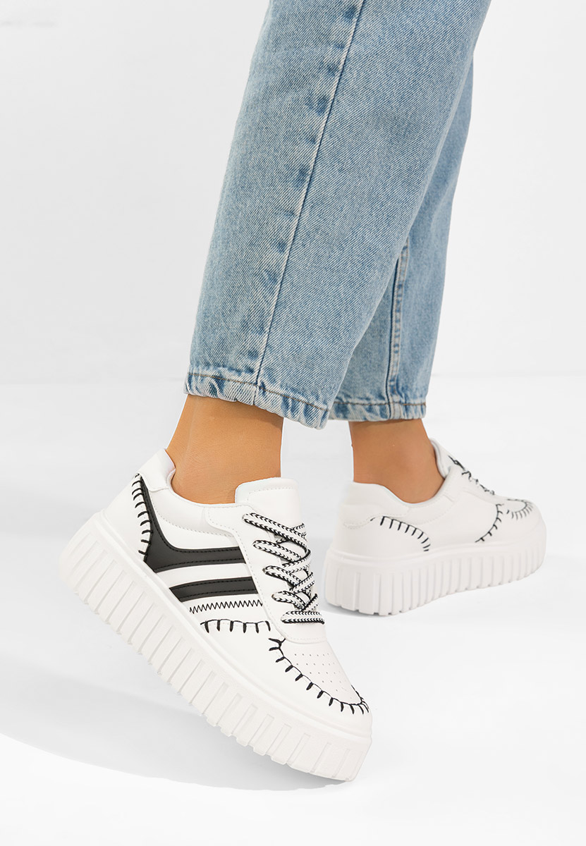 Białe sneakersy na koturnie Brandie V2