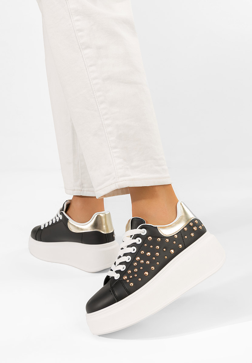 Czarne sneakersy na platformie Lindalia