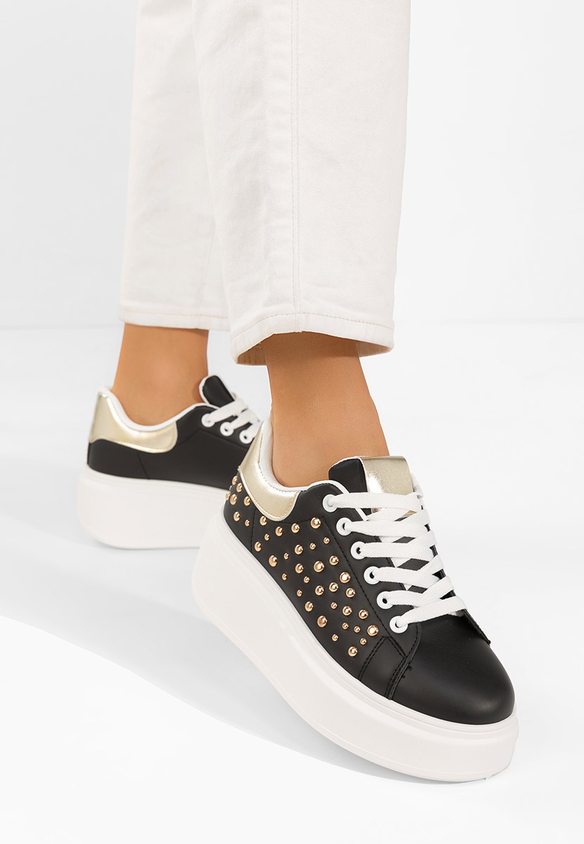 Czarne sneakersy na platformie Lindalia