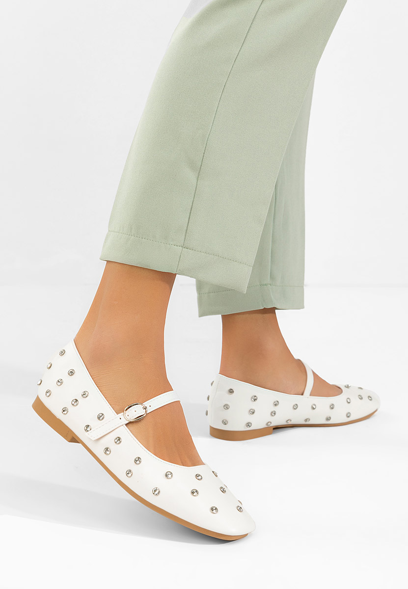 Białe baleriny z paskiem Anirra