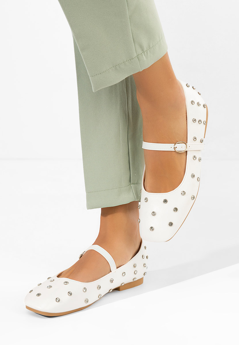 Białe baleriny z paskiem Anirra