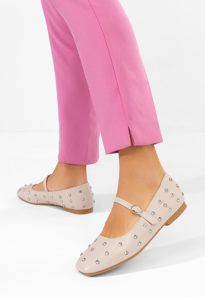 Beżowe baleriny z paskiem Anirra