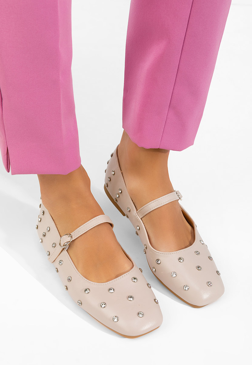 Beżowe baleriny z paskiem Anirra