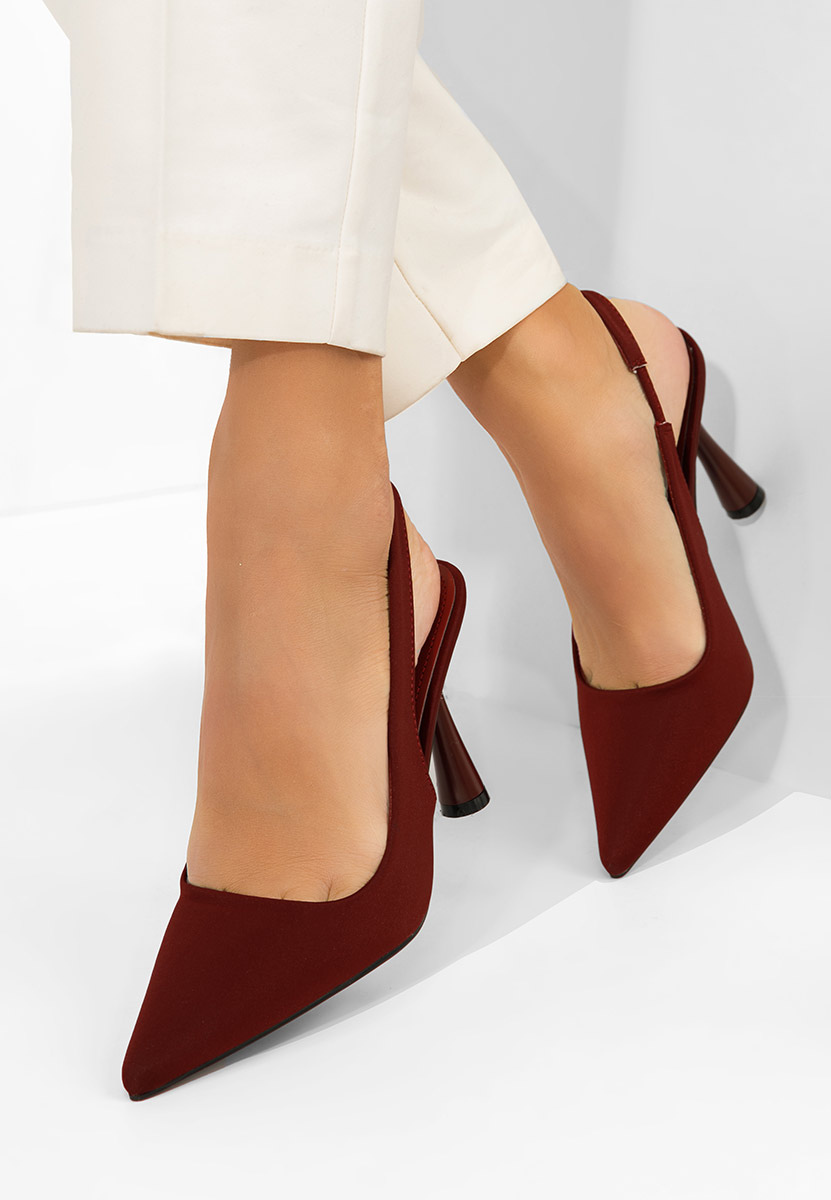 Bordowe szpilki bez pięt Anabela