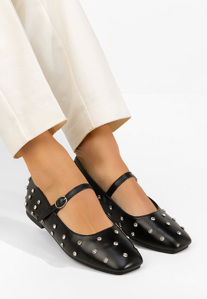 Czarne baleriny z paskiem Anirra