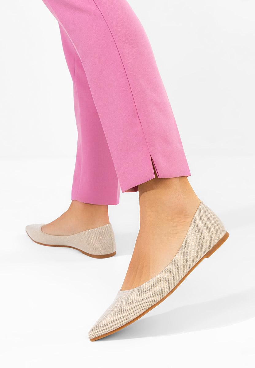 Złote eleganckie baleriny Ocsana