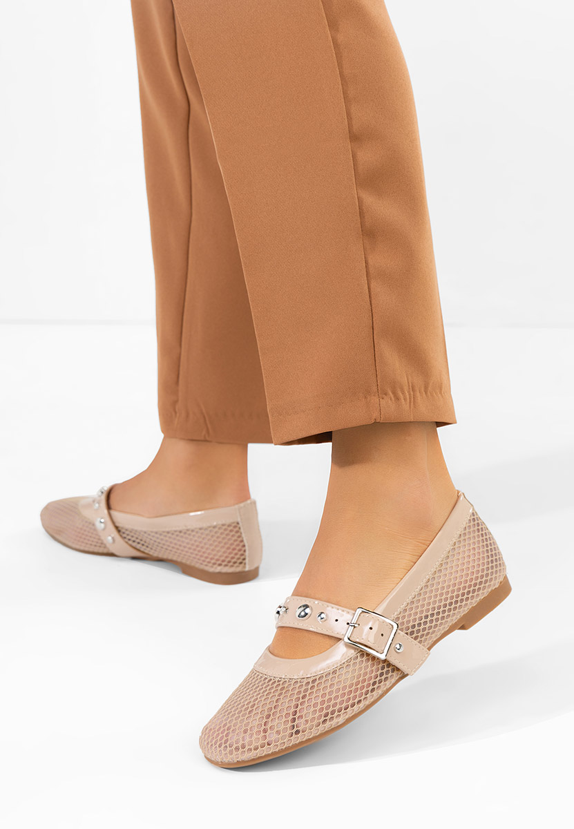 Beżowe baleriny ażurowe Myara