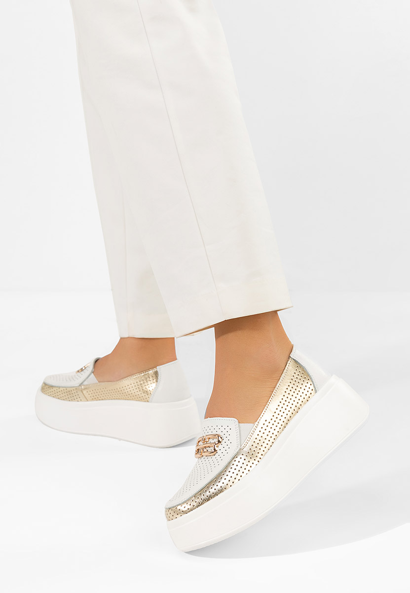 Białe mokasyny damskie skórzane Brinleya