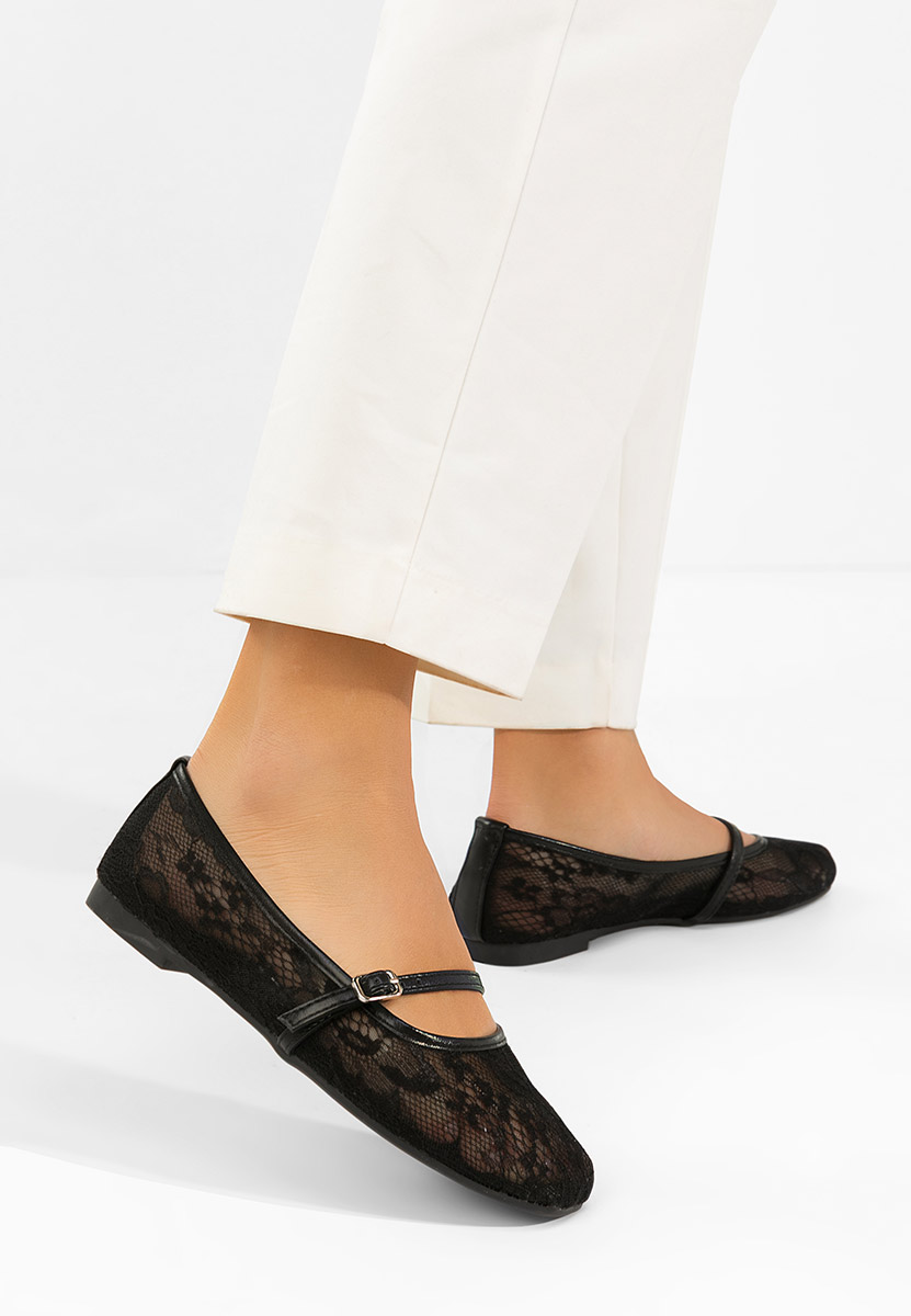 Czarne baleriny ażurowe Corelay