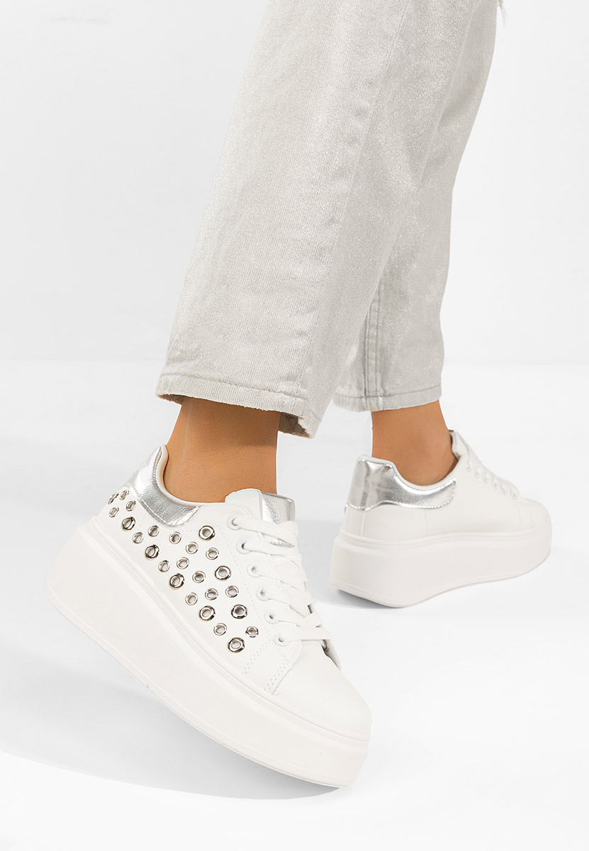Białe sneakersy na platformie Anaya V4