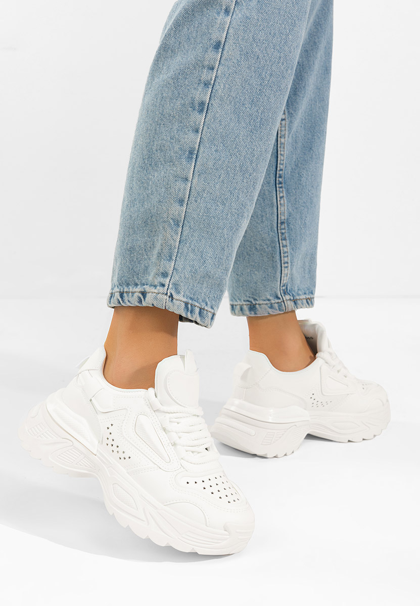 Białe sneakersy na koturnie Dorathy