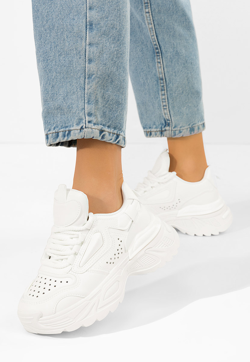 Białe sneakersy na koturnie Dorathy