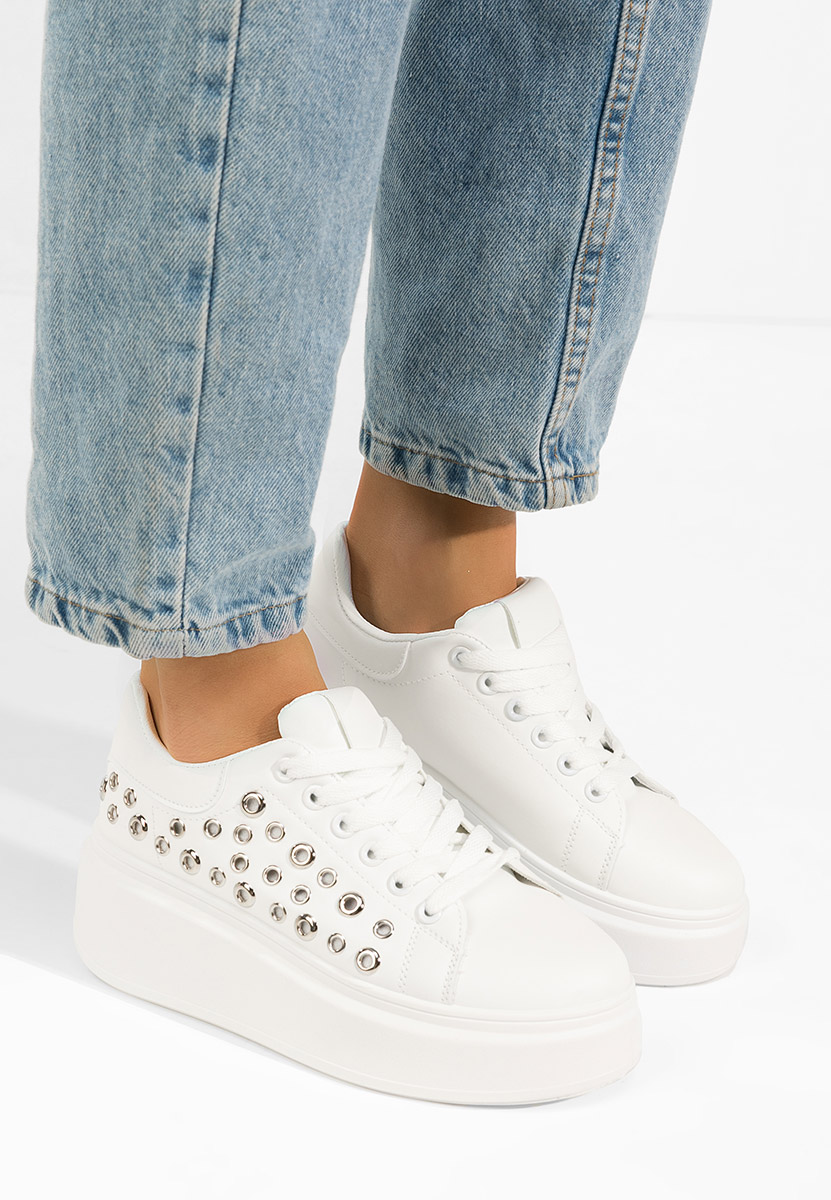 Białe sneakersy na platformie Anaya