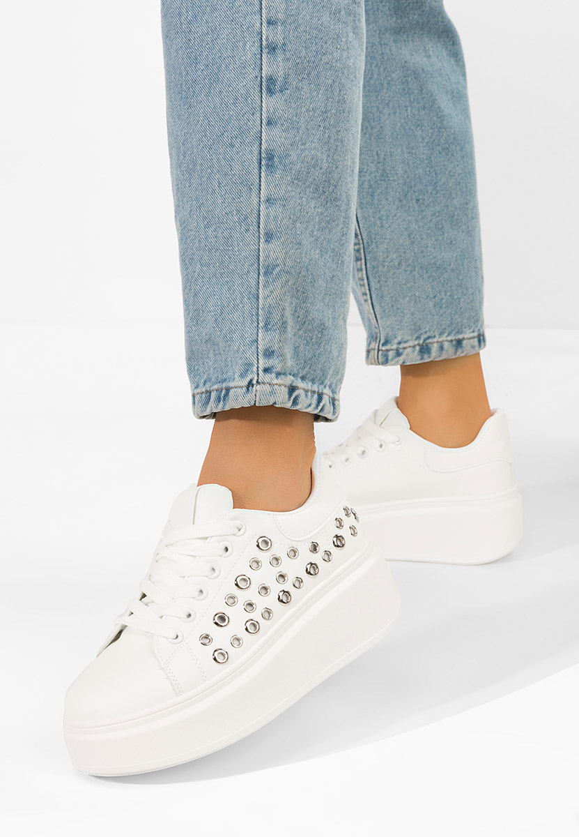 Białe sneakersy na platformie Anaya