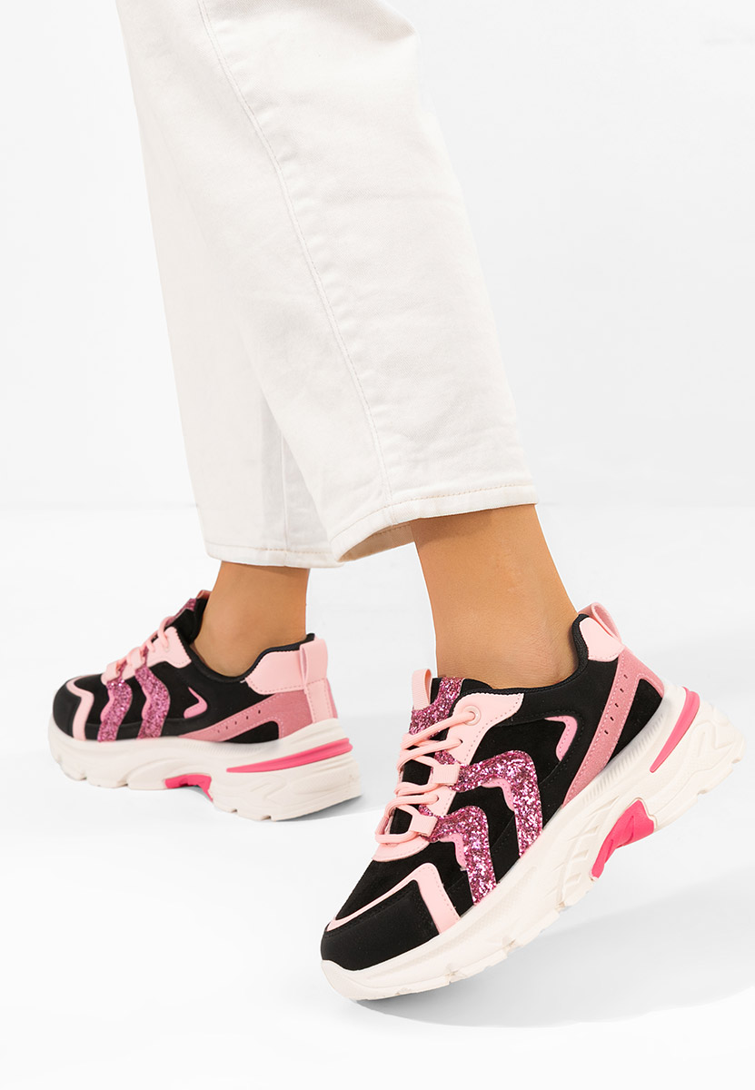 Czarne sneakersy na platformie Odinea