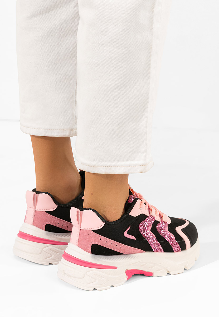 Czarne sneakersy na platformie Odinea