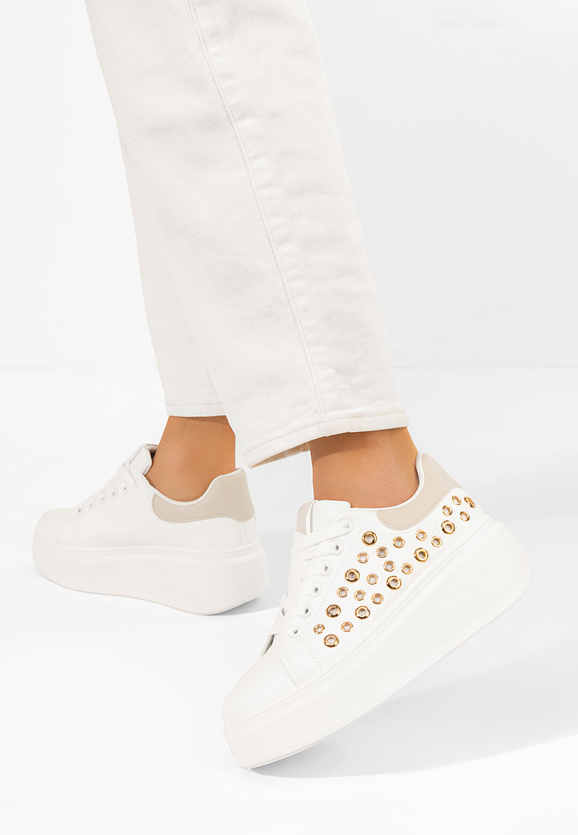 Białe sneakersy na platformie Anaya V5
