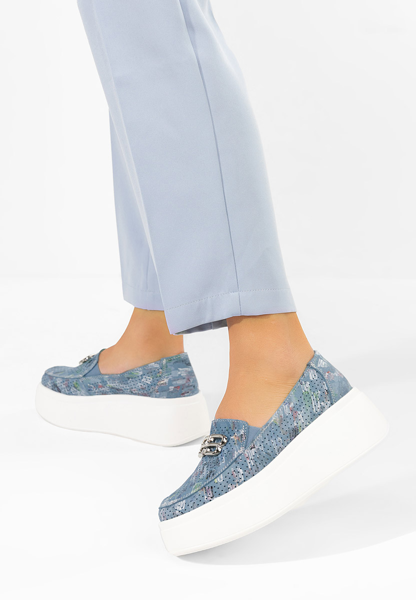 Niebieskie mokasyny damskie skórzane Brinleya