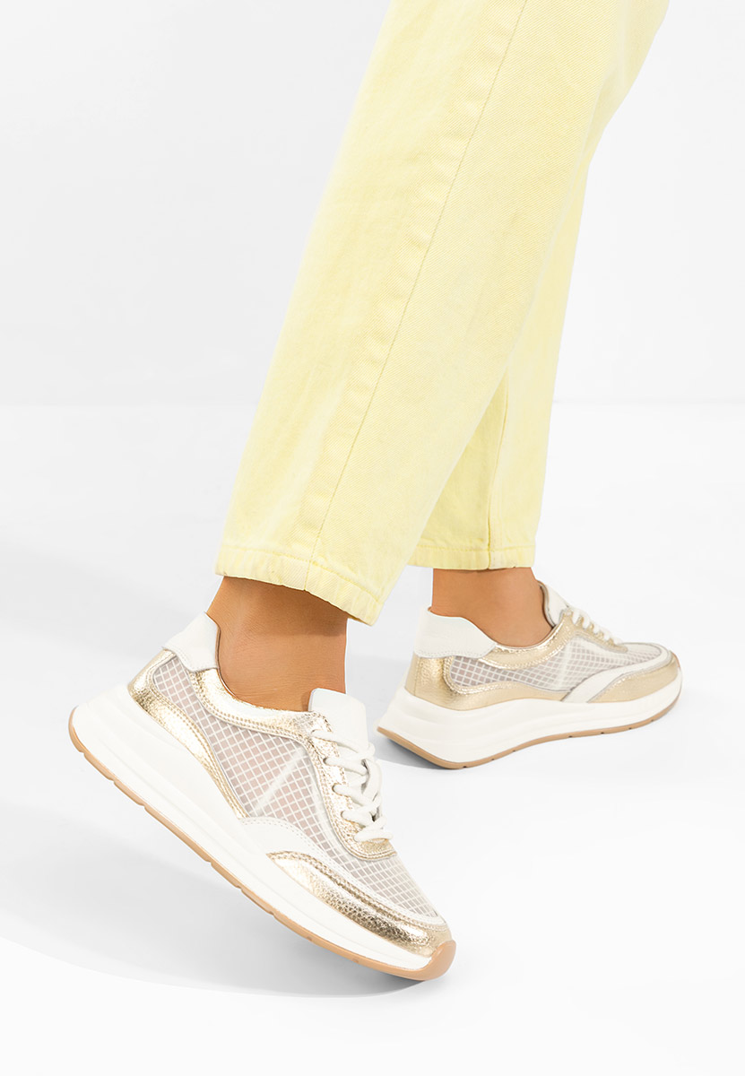 Złote sneakersy damskie Luelia