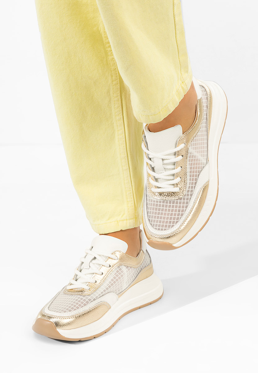 Złote sneakersy damskie Luelia