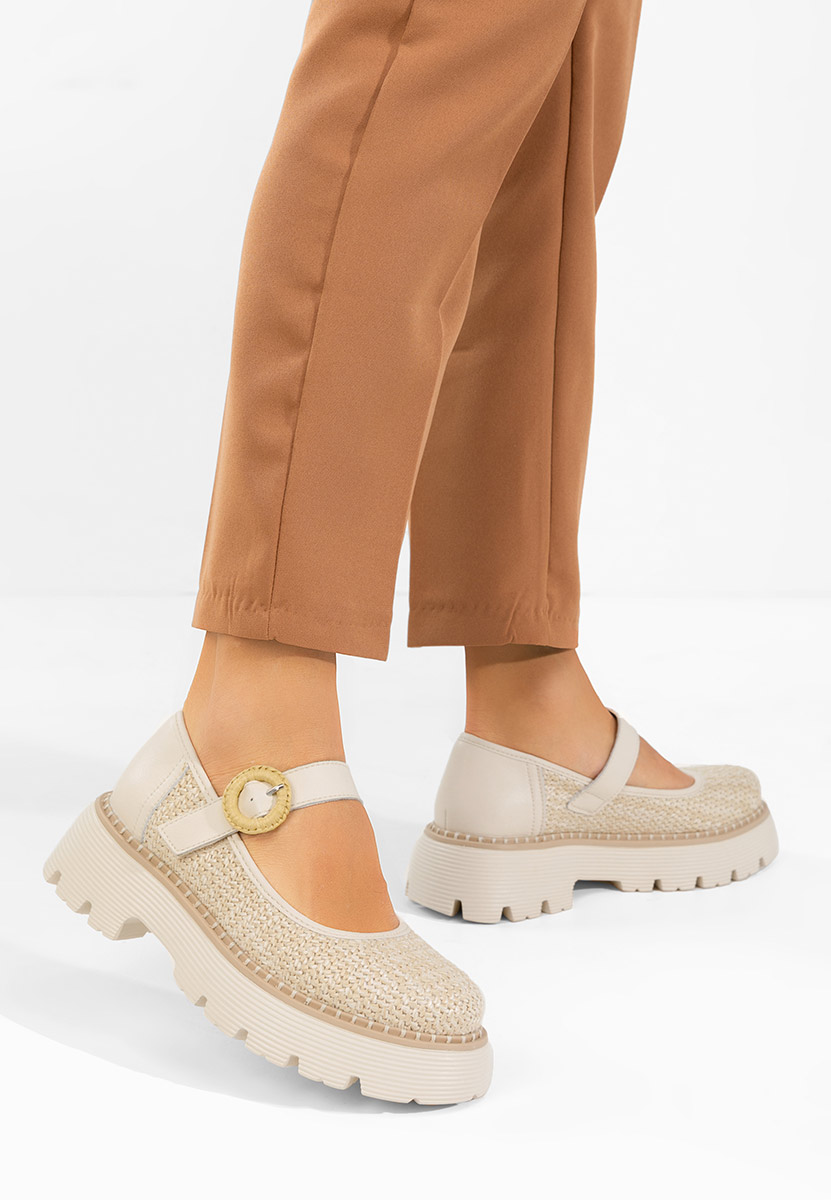 Beżowe szpilki skórzane Vamya