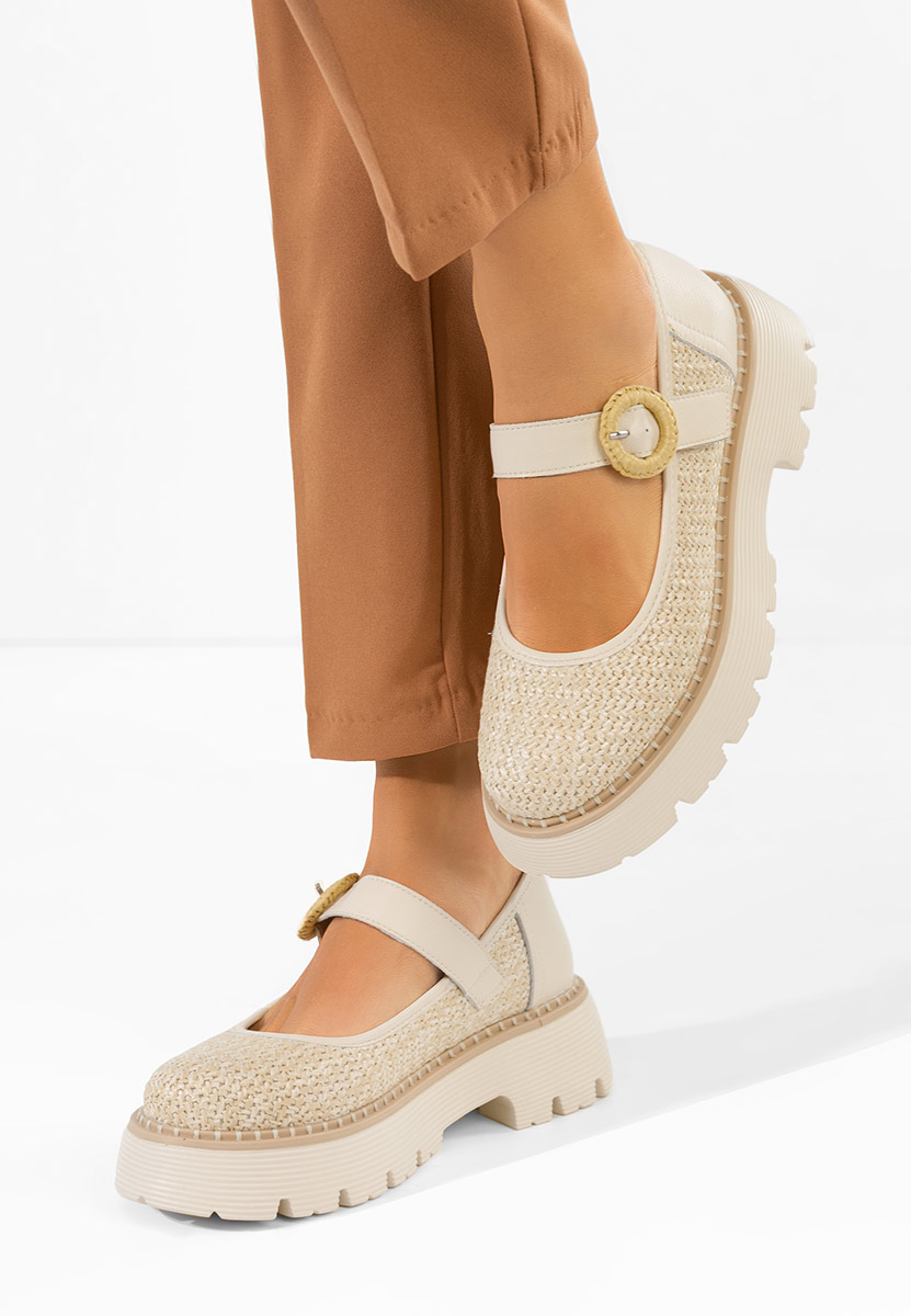 Beżowe szpilki skórzane Vamya