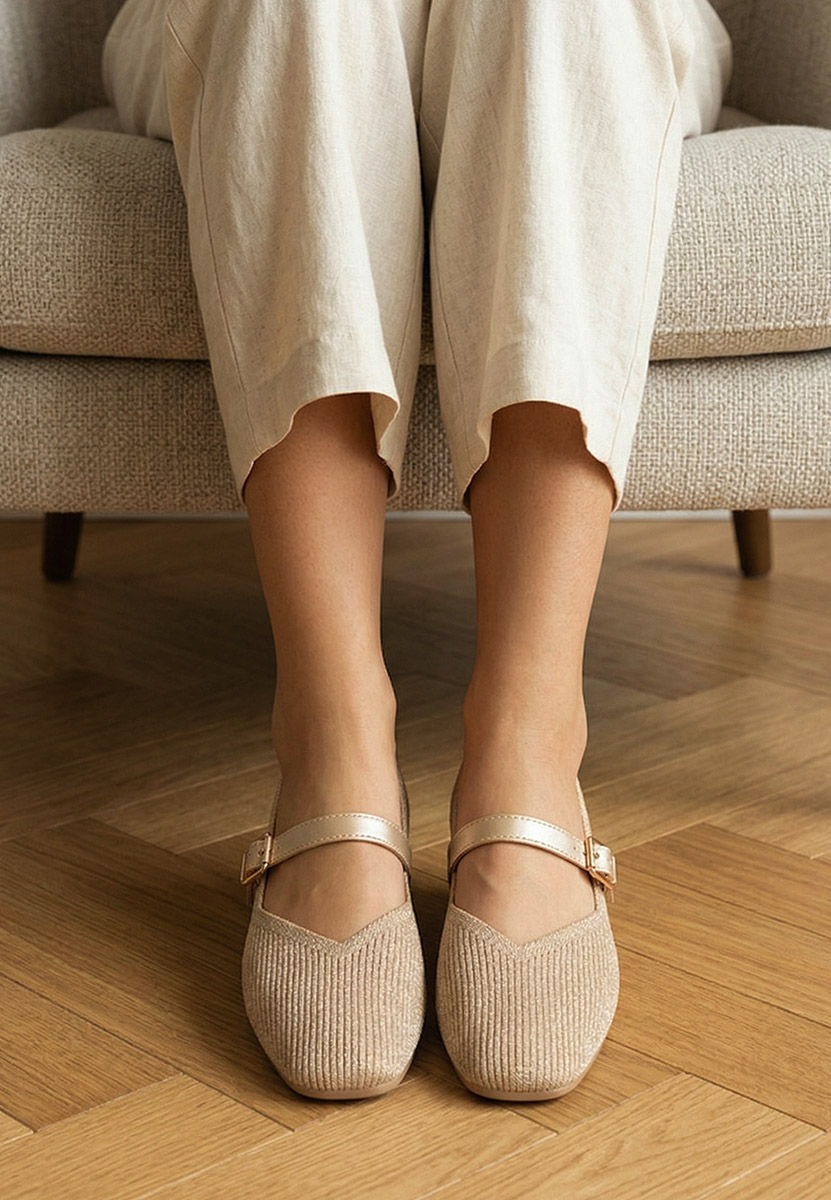 Złote baleriny damskie Gabriella