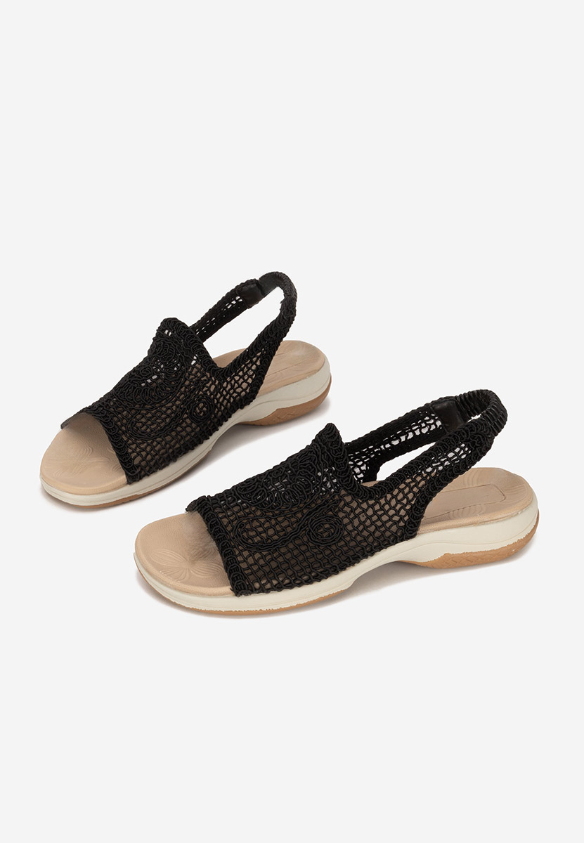 Czarne sandały płaski Lalyana