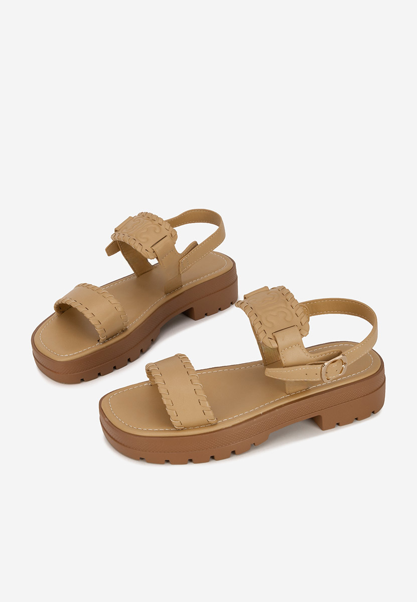 Khaki sandały damskie płaskie Loryanna