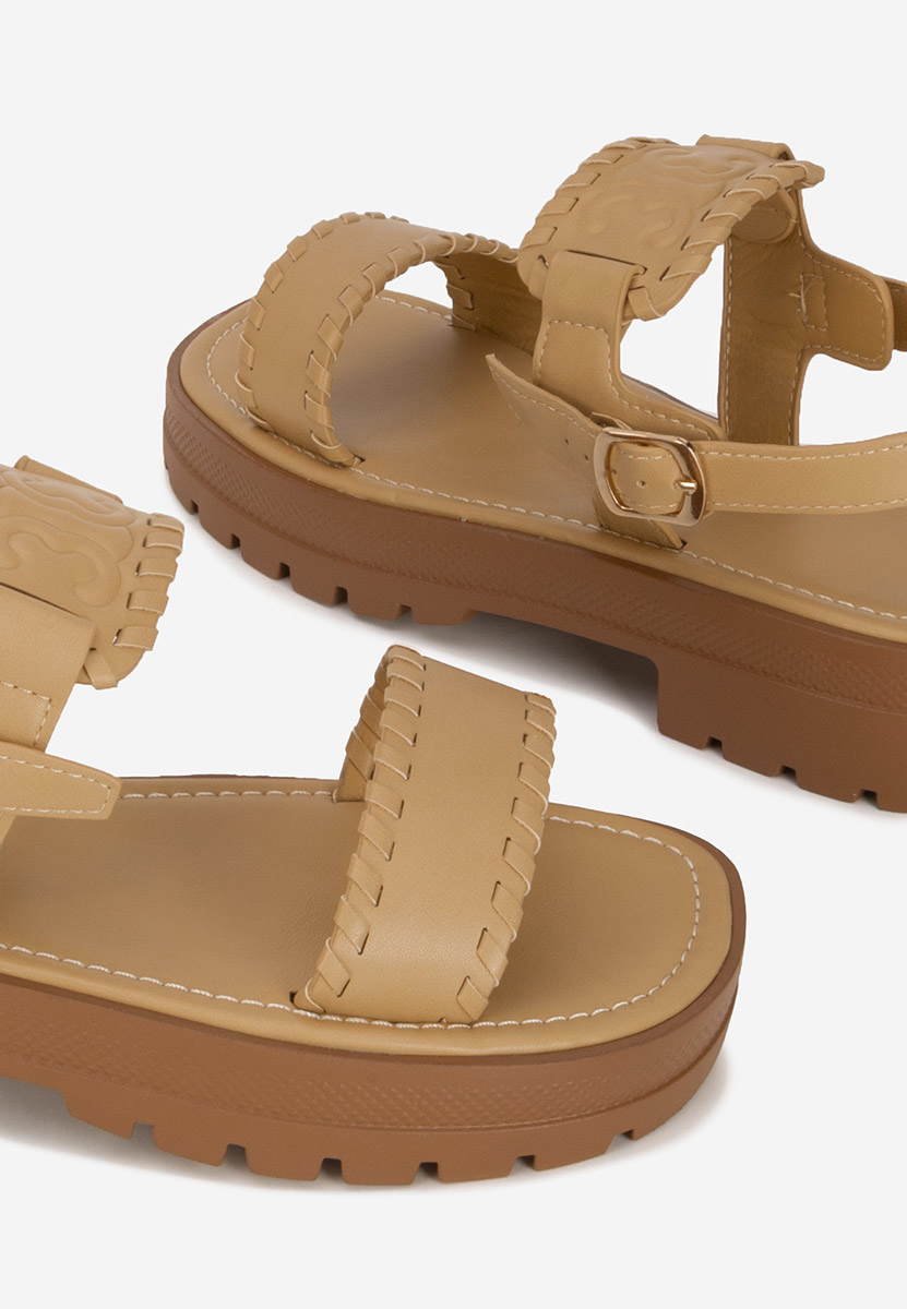 Khaki sandały damskie płaskie Loryanna