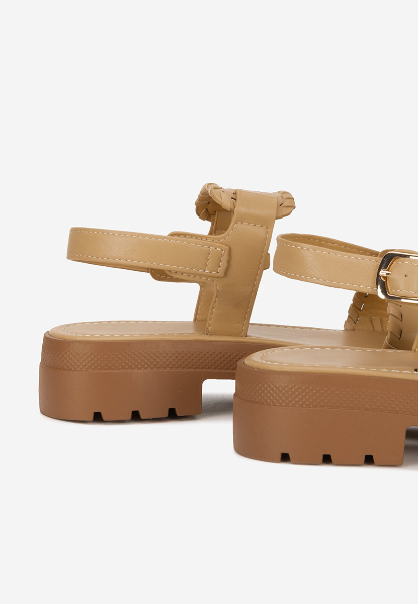 Khaki sandały damskie płaskie Loryanna